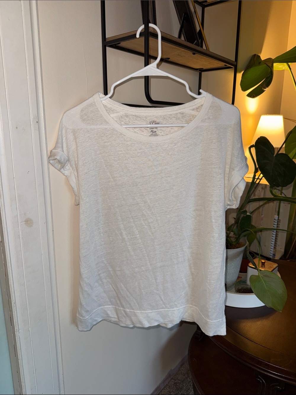 J. Crew White Short Sleeve Linen Tee